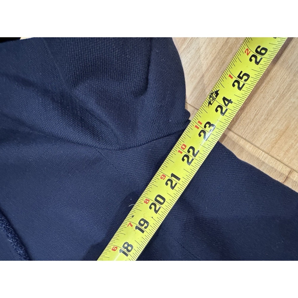 Talbots Navy Stretch Cotton Fringe Trim Textured Jacket Blazer Women's 16W - Picture 8 of 13